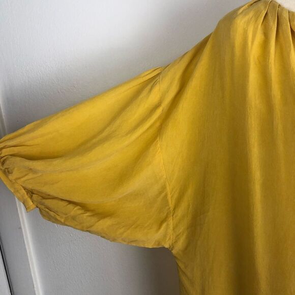 Corey Lynn Calter Sun Yellow Cupro Midi Dress Minimalist Shapeless Topper - Picture 7 of 13